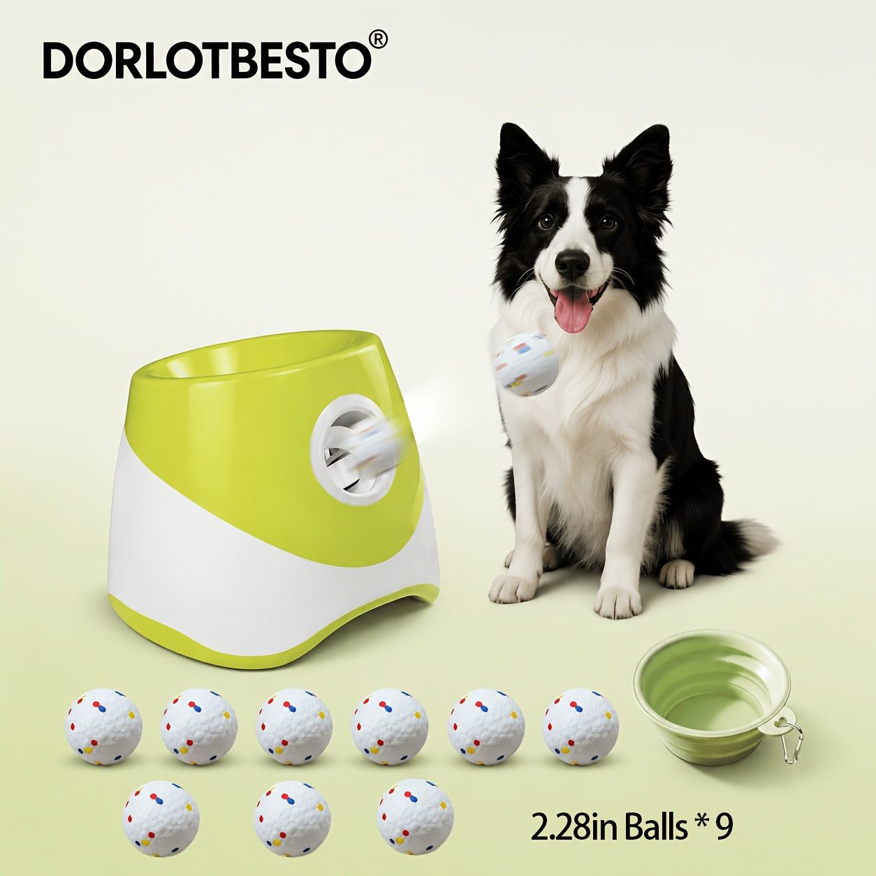 Automatic Dog Ball Launcher with Adjustable 10-30ft Range – Interactive Fetch Toy for Small & Medium Dogs with ETPU Balls & Foldable Water Bowl, Indoor/Outdoor