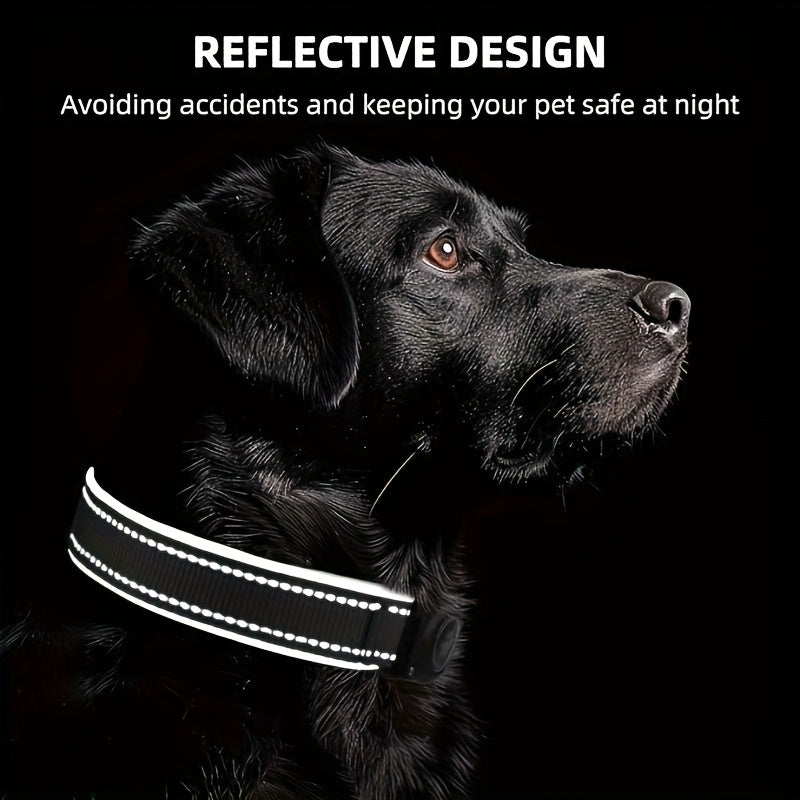 Reflective Dog Collar with AirTag Holder Padded Durable for Small Medium Large Dogs – GPS Tracking Compatible Pet Collar, Sizes S-XL, 6 Colors