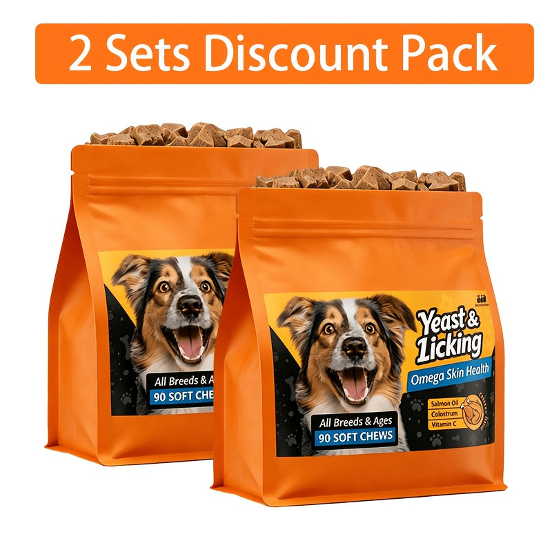 Fish Oil Dog Supplement Chews for Skin & Coat – Chicken Flavor Licking Tablets with Omega-3, 100g, Suitable for Dogs of All Ages
