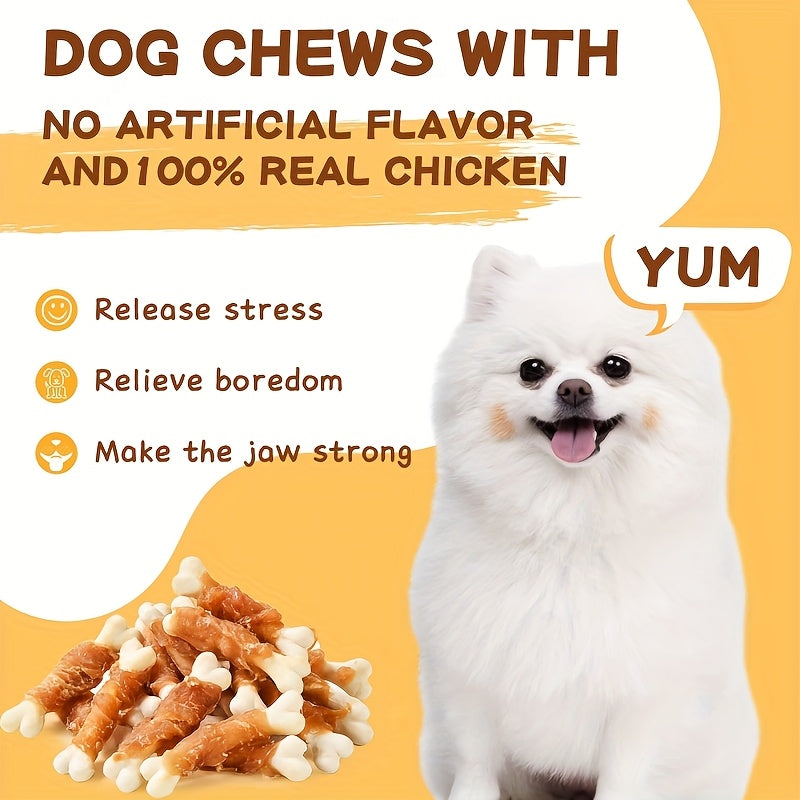 Hypoallergenic Dog Treats – Chicken & Duck Wrapped Bone Biscuits, Grain-Free, High Protein Low Fat, Easy-Digest Biscuit Core for Small Medium Large Dogs