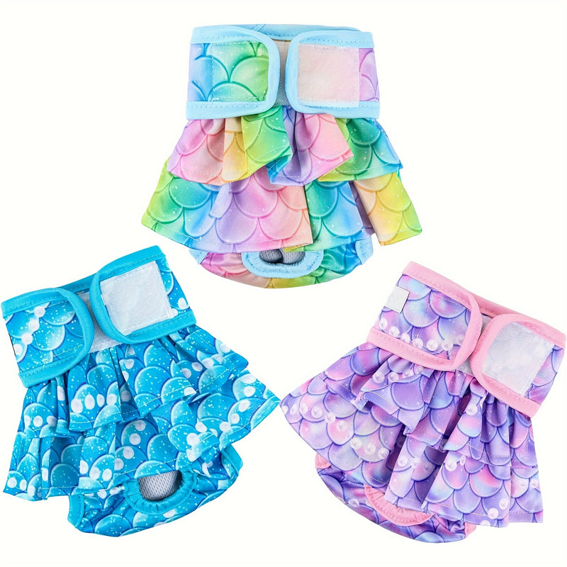 Female Dog Diapers 3 Pack Reusable Washable Dog Panties Diaper Skirt for Dogs in Heat Period Incontinence Excitable Urination