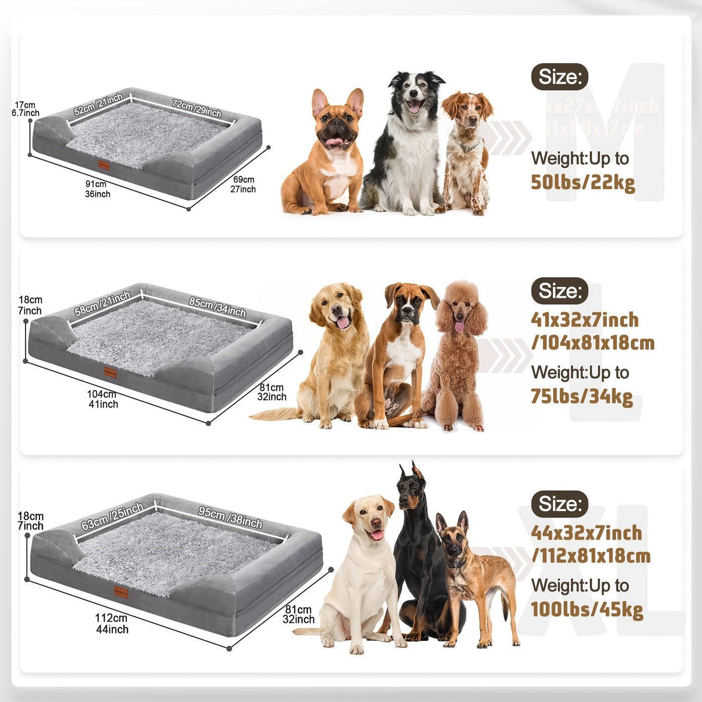 Orthopedic Egg Foam Dog Bed with Removable Washable Cover – Ultra Soft Memory Foam Pet Bed for Large, XL & Aging Dogs, Semicircle & Rectangle Styles