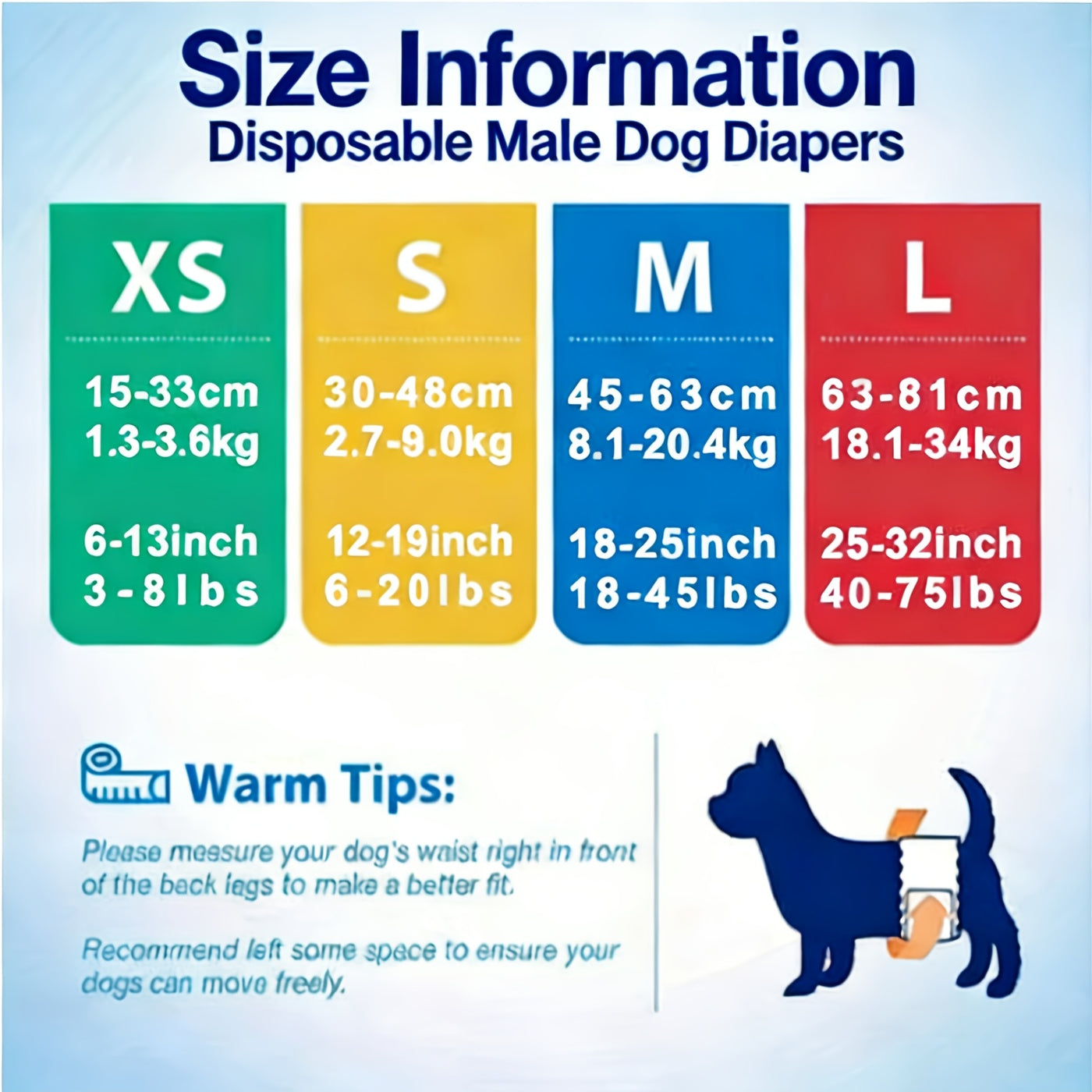 Dog Disposable Diapers 12-Pack – Ultra-Absorbent Leakproof Pet Diapers for Male & Female Dogs, Elastic Waistband, Adjustable Fit for Puppy Training & Incontinence