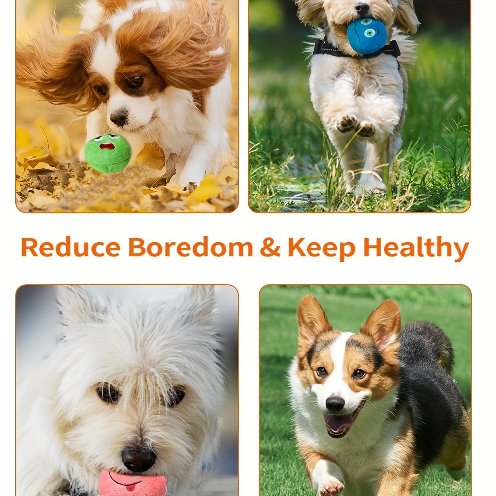 Squeaky Dog Toys 8-Pack – Soft Plush Stuffed Balls with Squeakers for Puppies, Small & Medium Dogs – Cartoon Fetch Toy Set for Interactive Play
