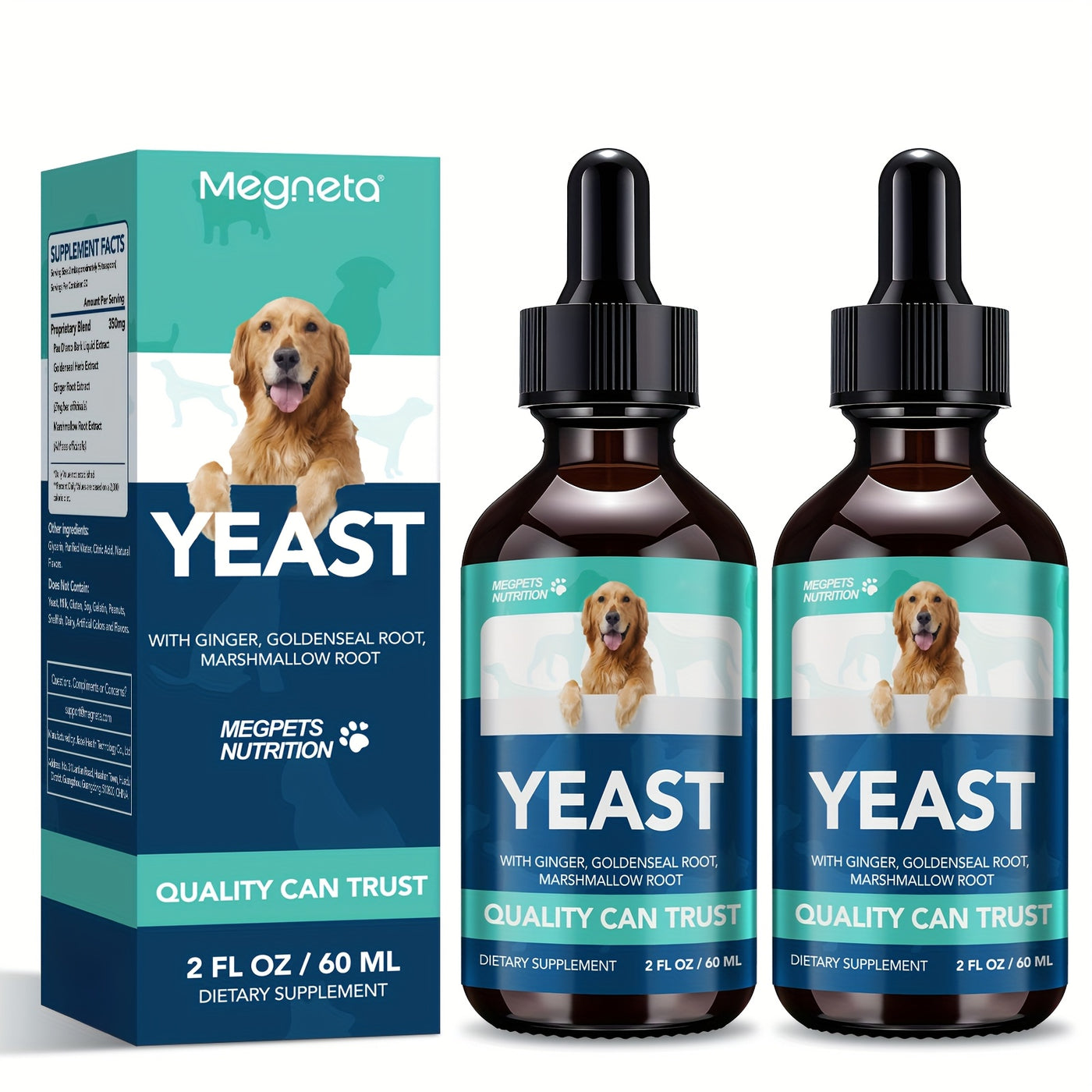Yeast Health Drops for Dogs and Cats 60ml – Skin and Ear Support Liquid Supplement Easy Absorb All Breeds Ages