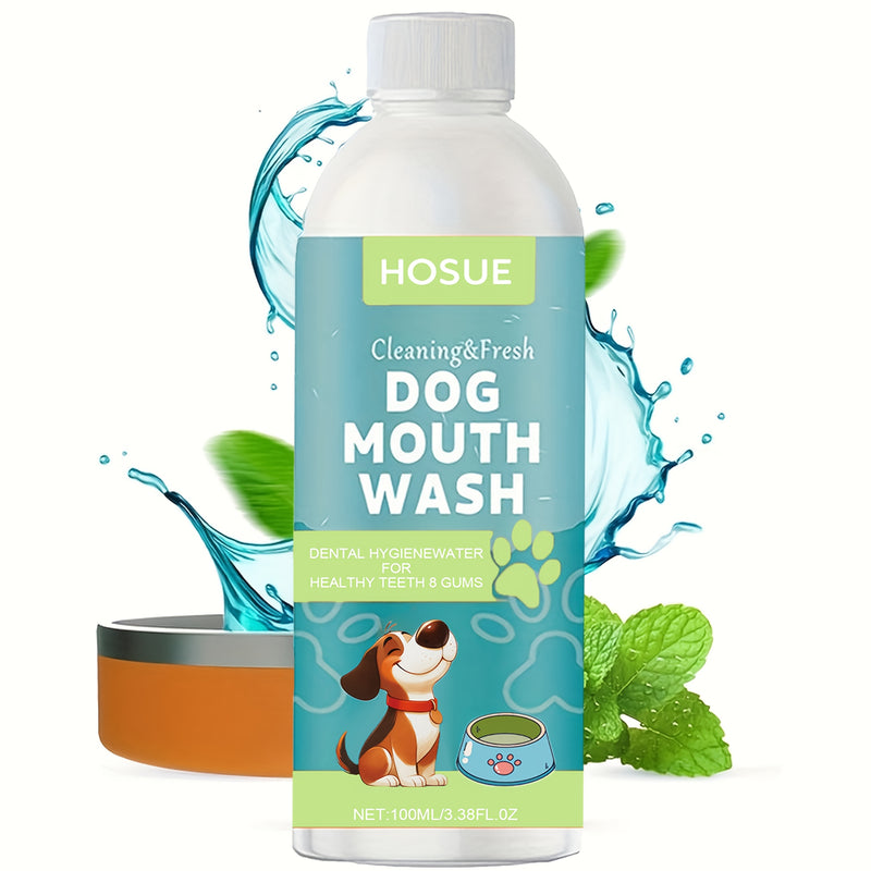 Dog Mouthwash for Fresh Breath 100ml – Peppermint Natural Dental Water Additive Oral Care Liquid for Dogs