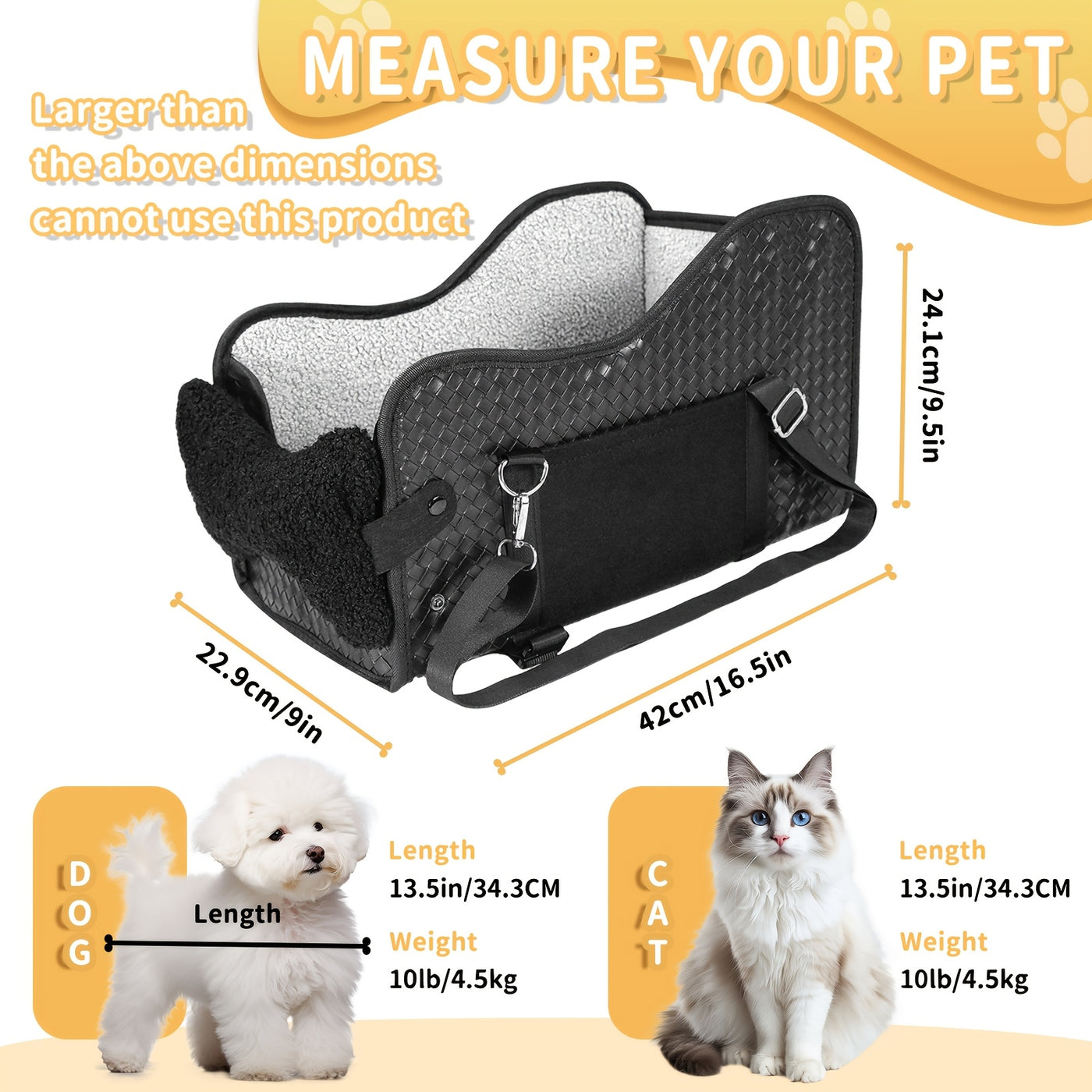 Center Console Dog Car Seat Booster – Portable Cozy Pet Car Seat for Small Dogs & Cats with Breathable Mesh Safety Harness Soft Padding, Universal Armrest Fit