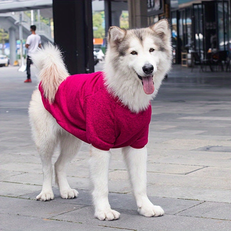 Dog Sweater for Medium to Large Dogs Warm Knit Pullover Pet Clothes – Soft Cozy Dog Jumper in Rose Red Silvery Grey Dark Violet Sizes 3XL to 7XL