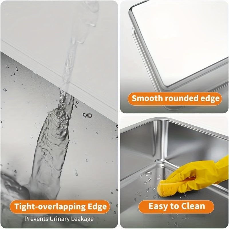 XL Stainless Steel Enclosed Cat Litter Box – 3-in-1 Flip Top Design, High Side Walls Prevent Litter Scatter, Ideal for Large Cats and Multi-Cat Households