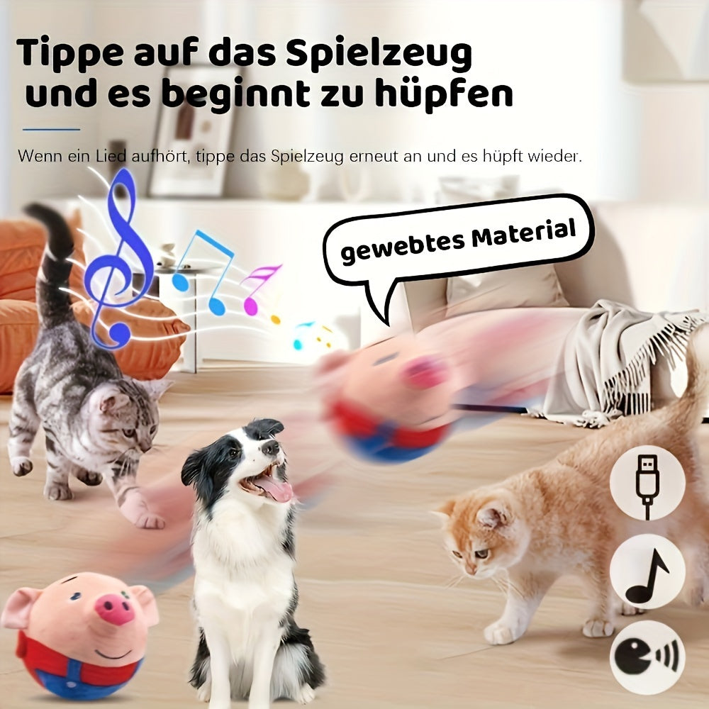 Rolling Bouncing Dog Toy with Motion Sensor & Animal Sounds – USB Rechargeable, Recording Mode, Washable, for Puppies & Small Dogs, Single or 2-Pack