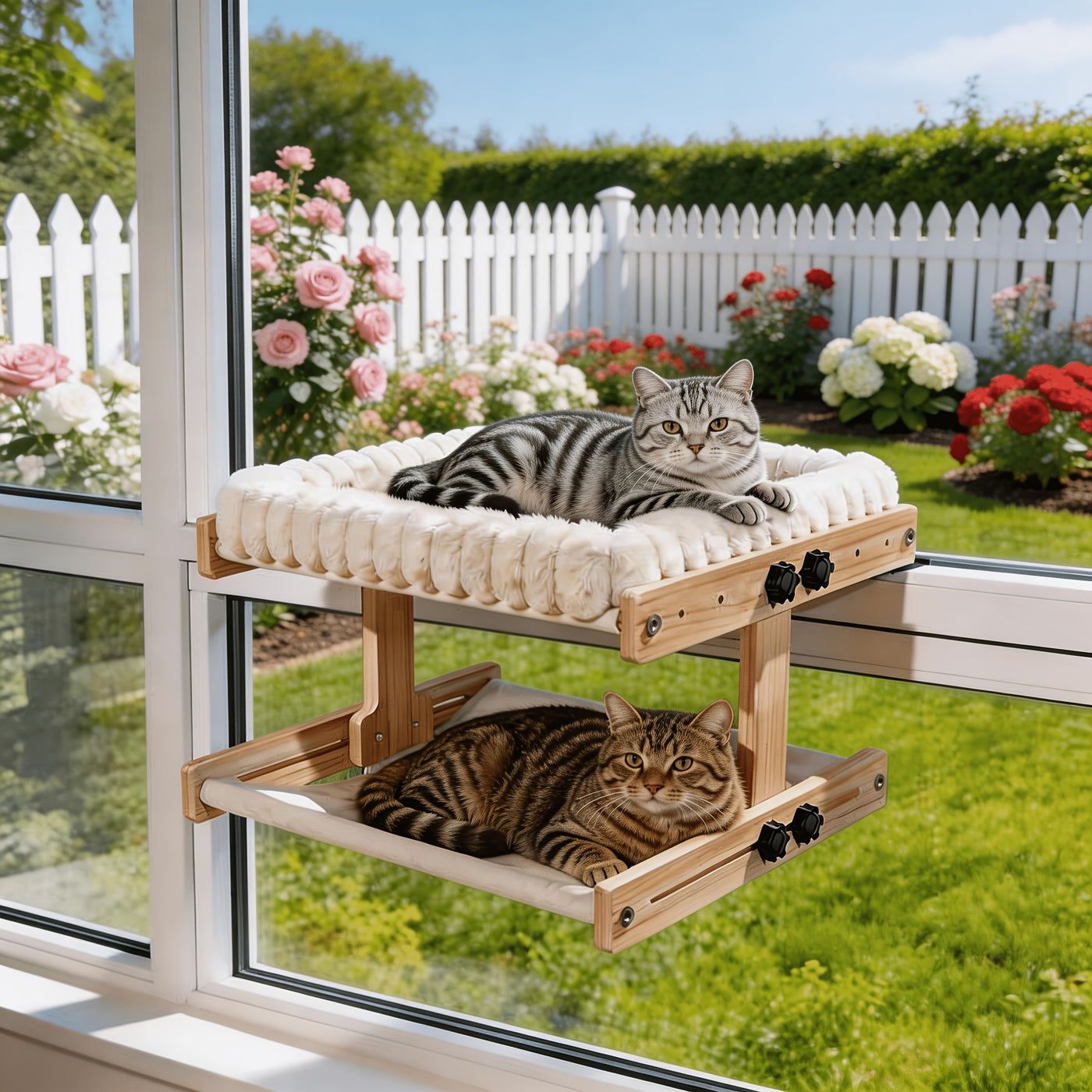 3-in-1 Cat Window Perch Hammock with Plush Nest - Window Sill Bedside Cat Bed for Small Medium Cats, Single Layer & 2-Layer Styles, Cozy Elevated Cat Lounger Indoor