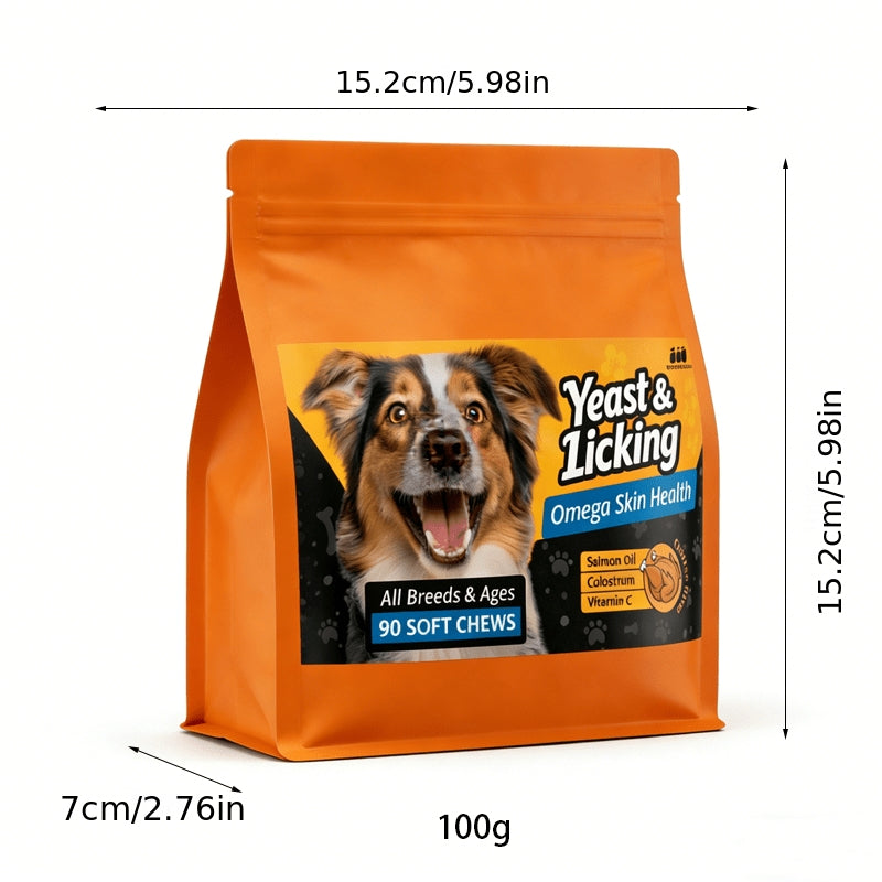 Fish Oil Dog Supplement Chews for Skin & Coat – Chicken Flavor Licking Tablets with Omega-3, 100g, Suitable for Dogs of All Ages