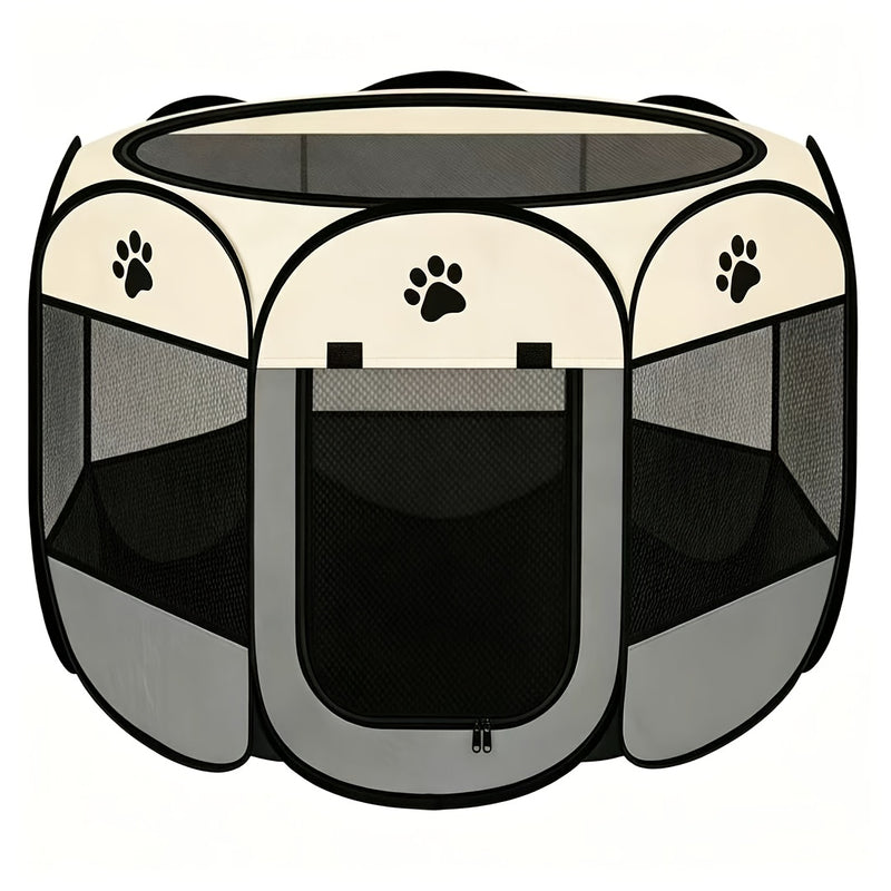 Foldable Octagonal Pet Enclosure Tent for Cats & Dogs - Scratch-Resistant Oxford Fabric, Open Top, Portable Indoor Outdoor Playpen for Kittens Puppies