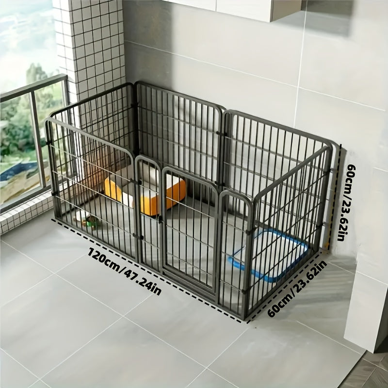 Indoor Dog Playpen with Potty Area & Rest Zone – Stainless Steel Multi-Function Enclosure for Small Medium Dogs, Flexible Layout, Black or White