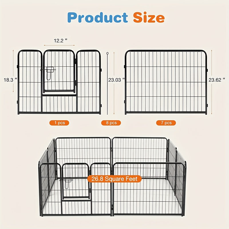 Dog Playpen Pet Exercise Pen 8 or 16 Panel – 24"/32"/40" Indoor Outdoor Puppy Fence for Small Medium Large Dogs, Sturdy Foldable Dog Yard