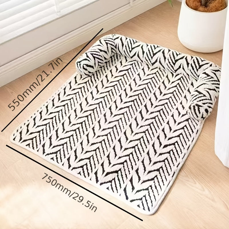 Soft Plush Pet Sofa Mattress Pillow Pad for Dogs and Cats – Non-Slip Washable Warm Pet Bed Mat for Couch Bedroom Car Cage Balcony and Bay Window