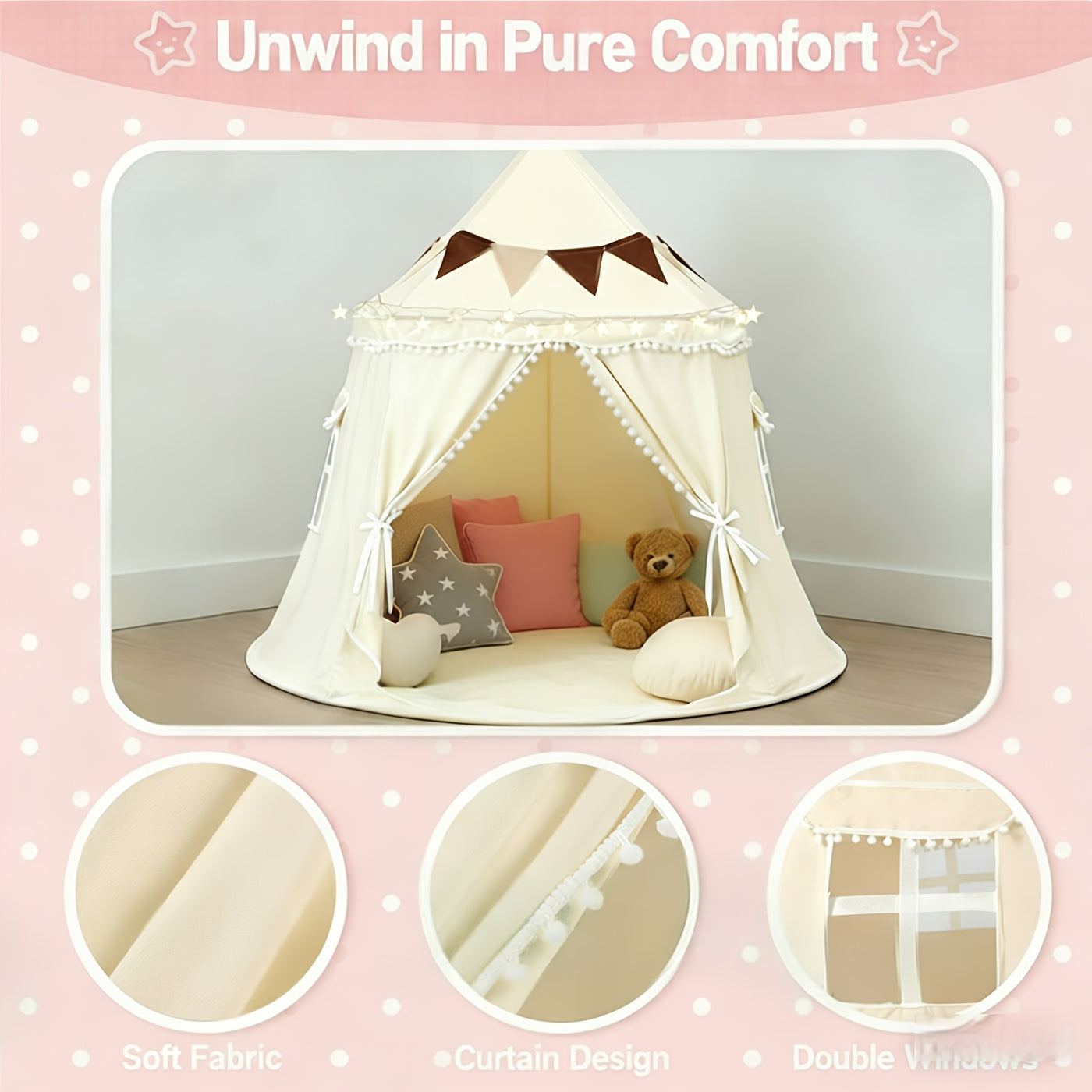 Pet Automatic Pop-Up Dome Tent – Portable Cat & Dog Shelter for Camping, Hiking & Road Trips, Quick Open & Close, No Assembly, 2 Styles: Deluxe (Mat + Star Lights) or Basic