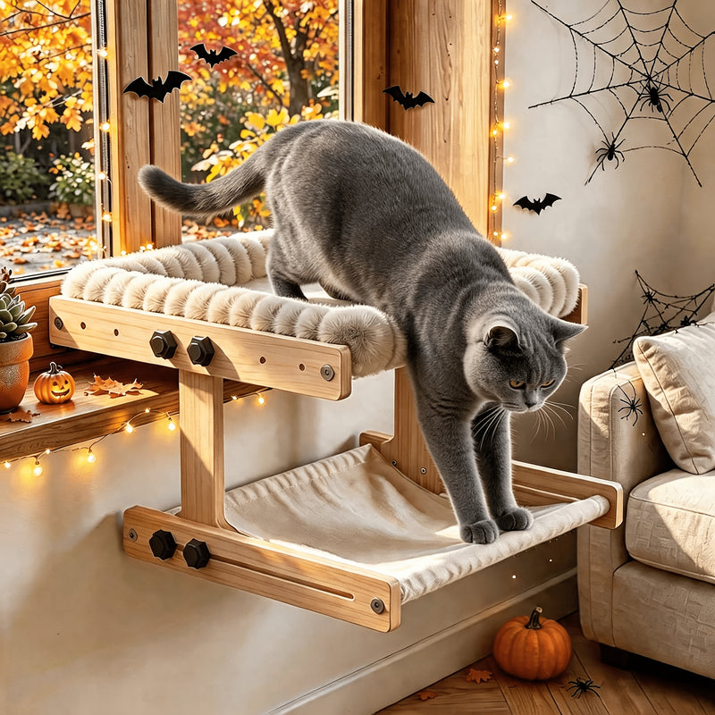 3-in-1 Cat Window Perch Hammock with Plush Nest - Window Sill Bedside Cat Bed for Small Medium Cats, Single Layer & 2-Layer Styles, Cozy Elevated Cat Lounger Indoor