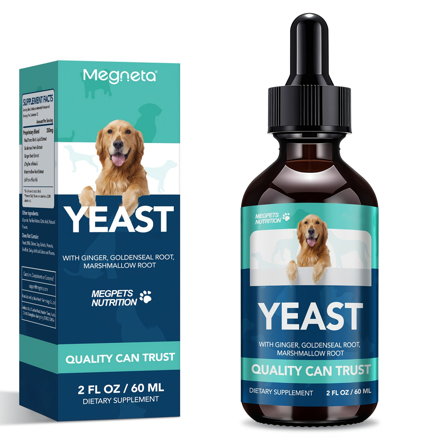 Yeast Health Drops for Dogs and Cats 60ml – Skin and Ear Support Liquid Supplement Easy Absorb All Breeds Ages