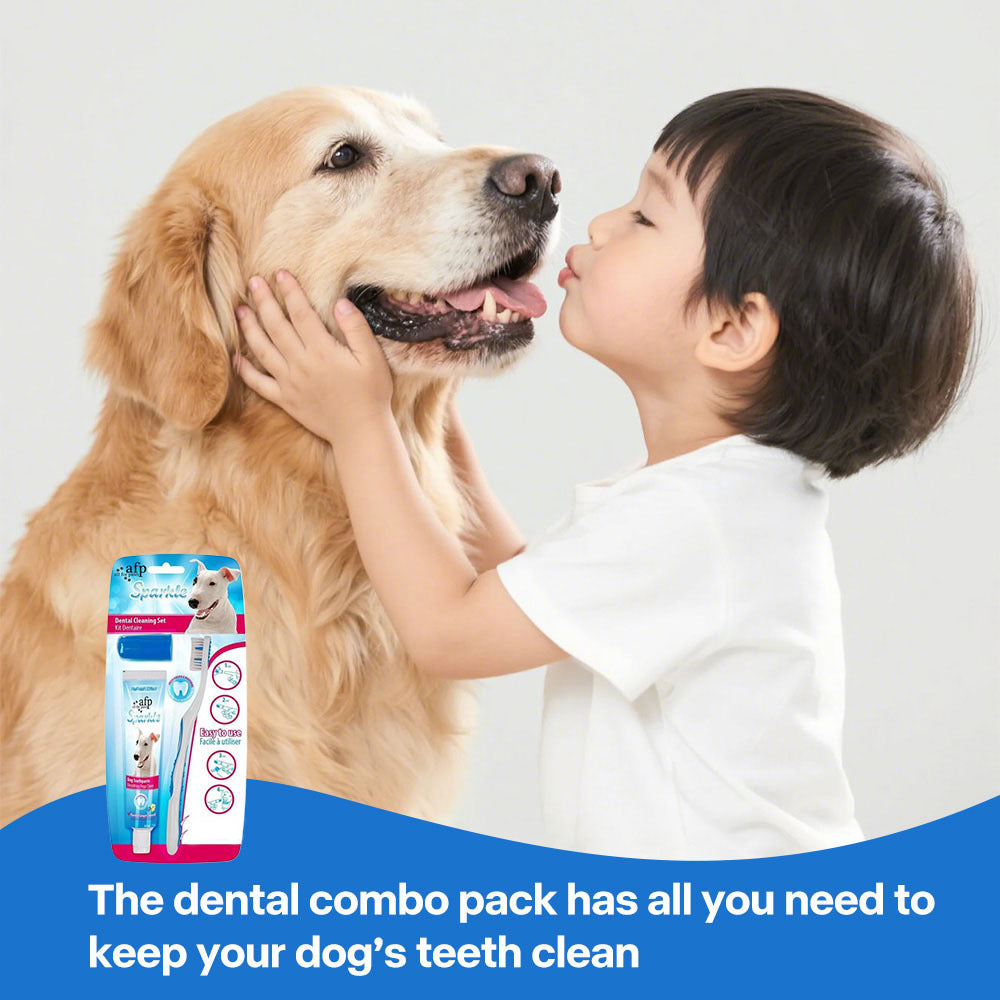 Dog Toothbrush & Finger Brush Kit with Peanut Butter Toothpaste – Complete Pet Dental Care Set for Dogs, Removes Tartar & Freshens Breath, Vanilla & Ginger Flavor