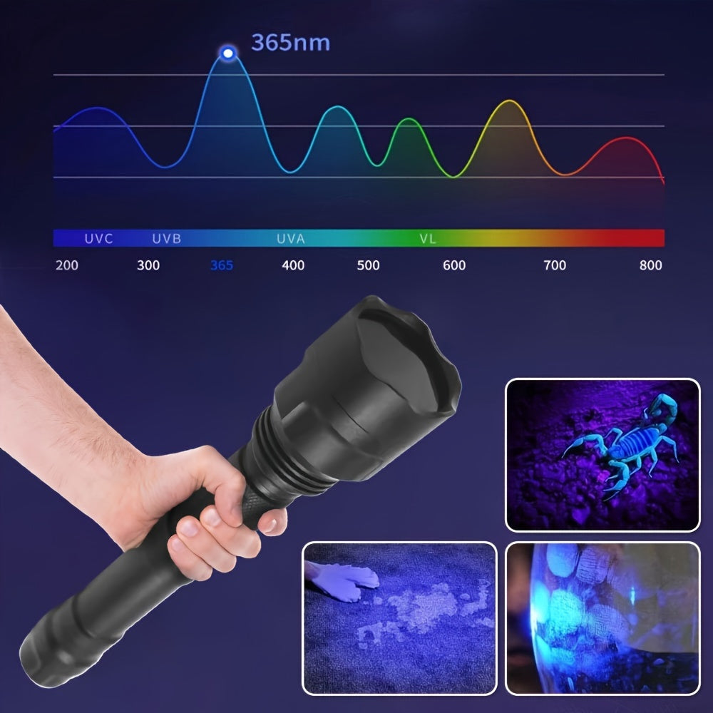 365nm UV Flashlight High Power USB Rechargeable Pet Urine Detector Black Light for Cats Dogs Resin Scorpion Hunting Rockhounding