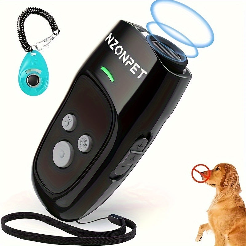 Ultrasonic Anti Barking Device 3-in-1 – Dog Bark Control & Training Tool with 3 Frequency Modes, 16.4Ft Range, Rechargeable LED Light & Wrist Strap | Green, Ginger, Black