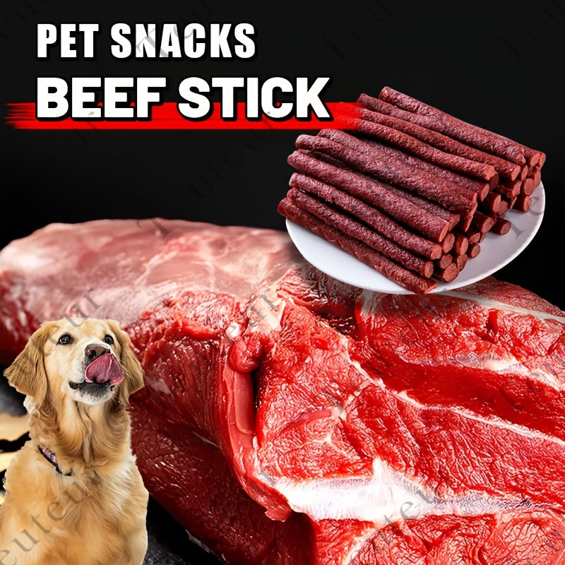 Beef Stick Dog Treats – Wind-Dried Beef, Beef Tendon Sticks & Beef Blocks, High Protein Grain-Free Long-Lasting Chews for Puppies & Adult Dogs, All Breeds, 5oz