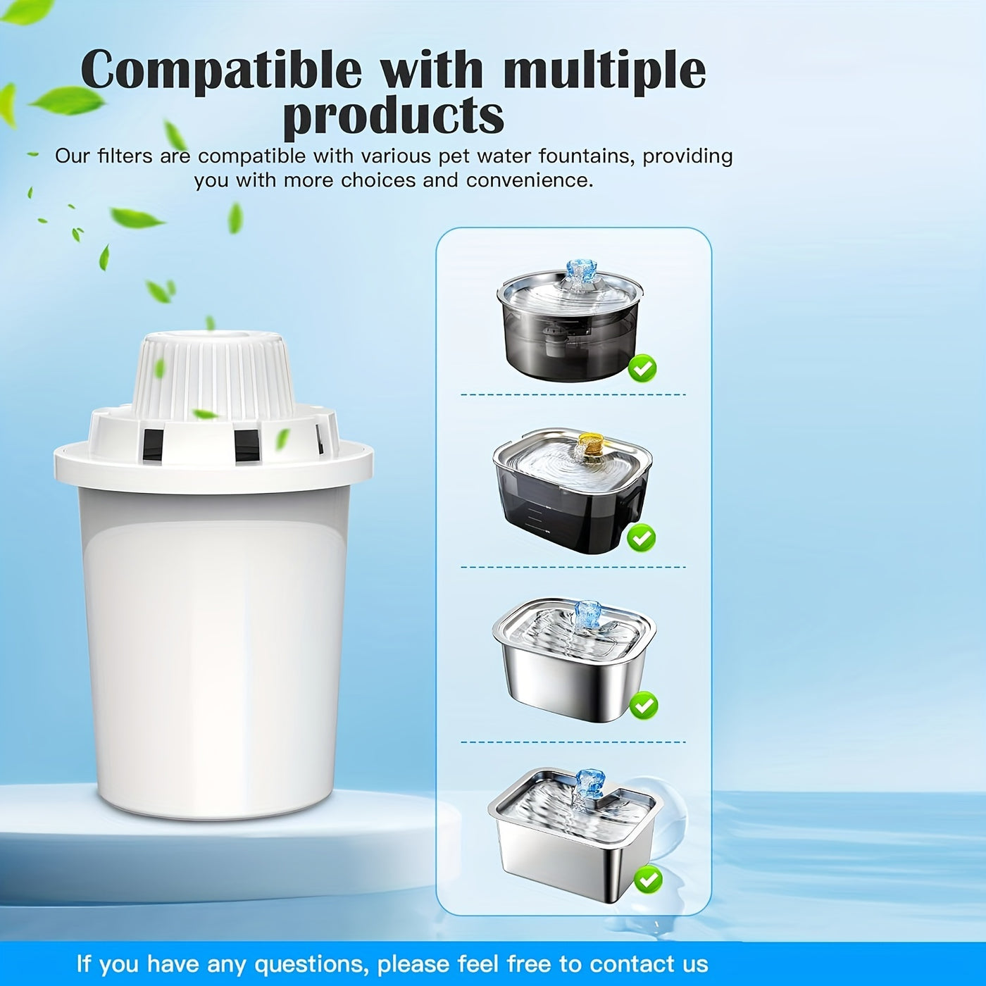 Pet Fountain Replacement Filters 4-Pack 7-Layer Filtration for Large Dog Drinking Fountain & 3-Gallon Stainless Steel Cat Fountain