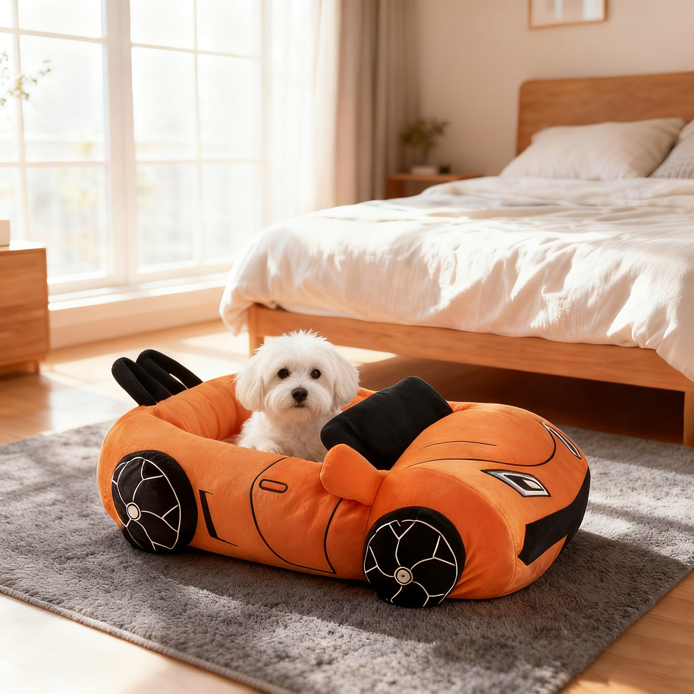 Cute Funny Cat Bed – Soft Pet Bed for Cats Kittens & Small Dogs, Cozy Puppy Bed Modern Style, Washable Indoor Pet Sleeping Bed