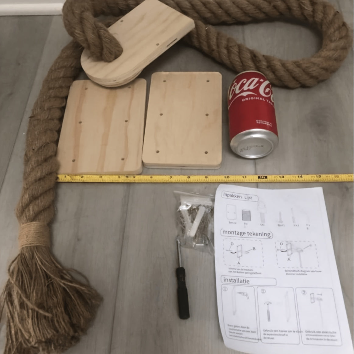 Wall-Mounted Cat Climbing Rope & Jumping Platform – Natural Hemp, Space-Saving Cat Wall System Accessory for Indoor Cats & Kittens, 2 Styles