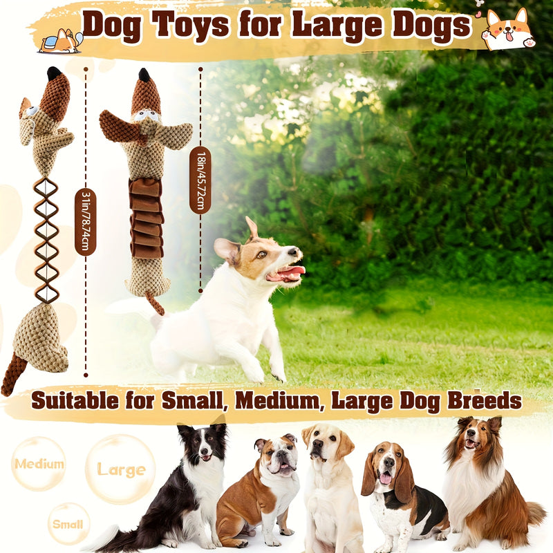 Large Squeaky Dog Pull Toy with Crinkle Filling – Stretchable 15-20 Inch Tug & Bite Toy for Small Medium Large Dogs, No Battery, Indoor Outdoor