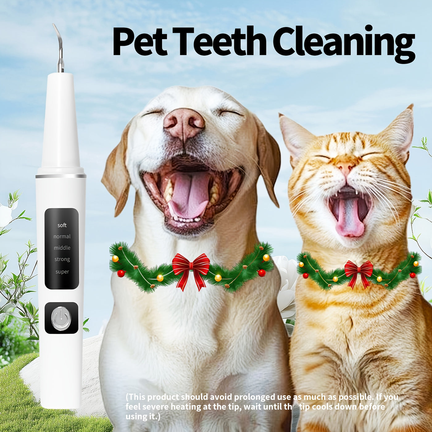 Electric Pet Teeth Cleaning Kit for Cats and Dogs USB Rechargeable – 5 Modes 4 Cleaning Heads Stain Tartar Remover