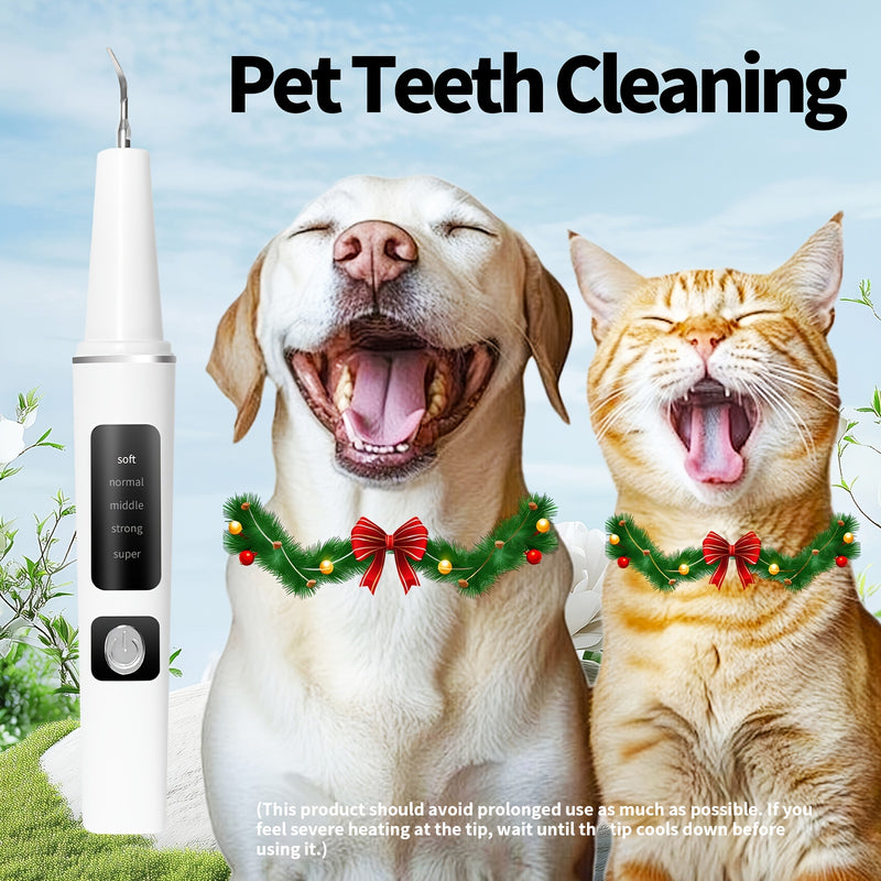 Electric Pet Teeth Cleaning Kit for Cats and Dogs USB Rechargeable – 5 Modes 4 Cleaning Heads Stain Tartar Remover