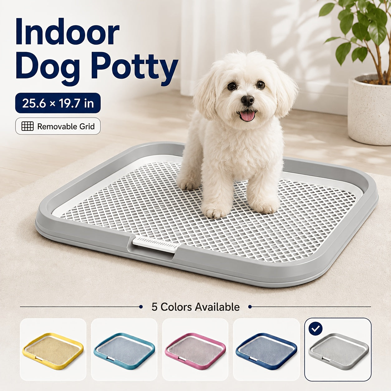 Dog Potty Tray with Removable Grating Leak-Proof Indoor Dog Toilet Pee Pad Holder for Puppy Training Apartments Small Dogs Washable Reusable