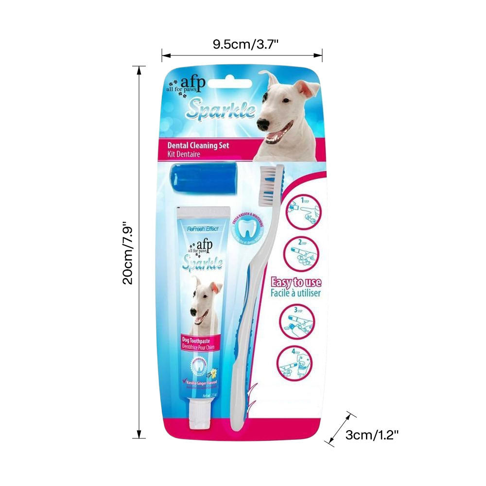 Dog Toothbrush & Finger Brush Kit with Peanut Butter Toothpaste – Complete Pet Dental Care Set for Dogs, Removes Tartar & Freshens Breath, Vanilla & Ginger Flavor