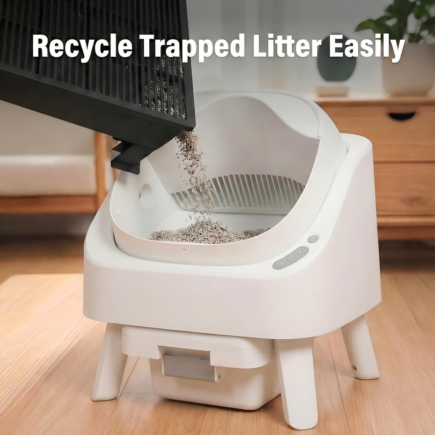 Cat Litter Box Step Ramp Adjustable 3.5" & 6" Non-Slip Litter Trapper Platform for Kittens Senior Cats Automatic Litter Boxes