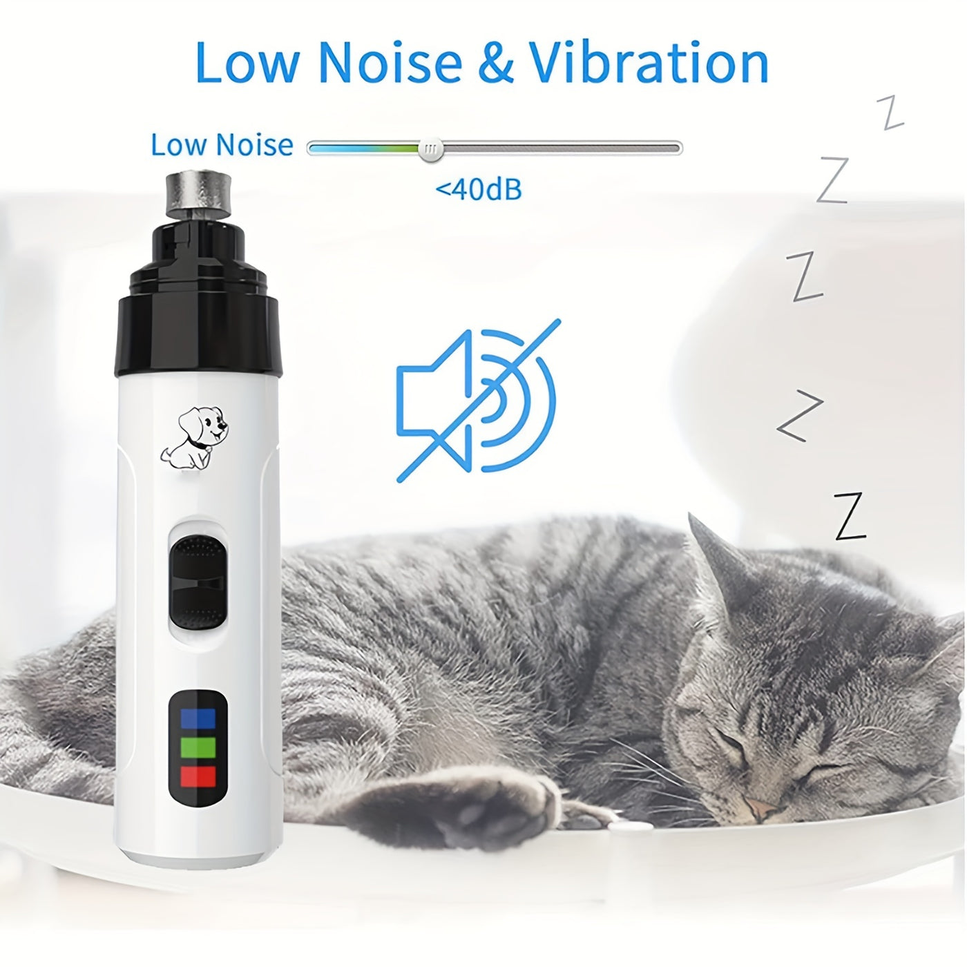 Electric Dog Nail Grinder Quiet & Painless – Silent Pet Nail Trimmer for Dogs & Cats, Upgraded LED Screen Long Battery Life | Smooth Paws Grooming Tool