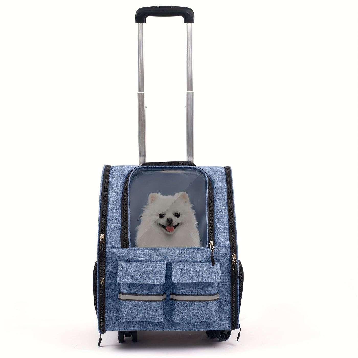 Airline Approved Pet Carrier with Wheels – 2-in-1 Rolling Trolley & Detachable Soft-Sided Bag, Telescopic Handle, Shoulder Strap & Safety Leash for Cats and Dogs