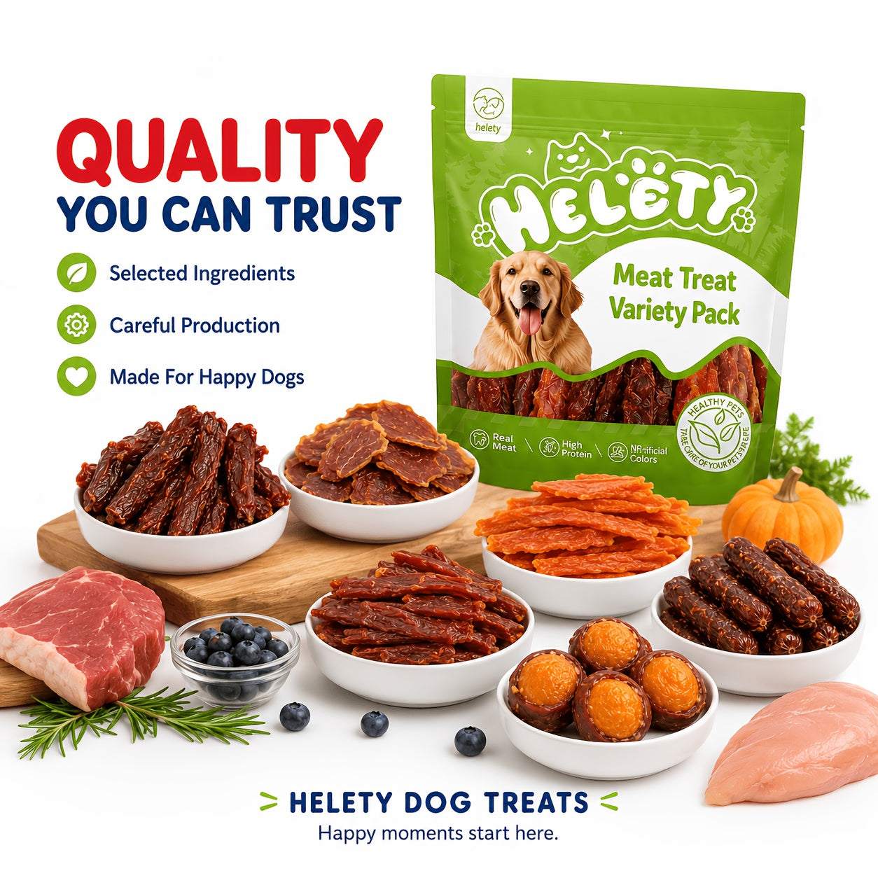 Dog Jerky Treats – Chicken Duck Beef Sausage Gizzard & Egg Yolk Variety, Single-Source Chewy Training Rewards for Dogs of All Sizes, Jerky Trial Pack Available