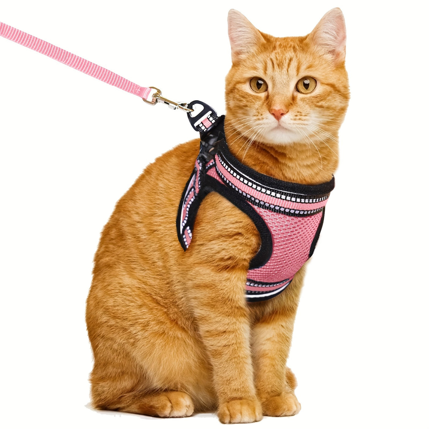 Escape-Proof Cat Harness and Leash Set – Adjustable Soft Mesh Vest with Reflective Strip for Cats & Kittens, Safe Outdoor Walking Gear, Multiple Colors & Sizes