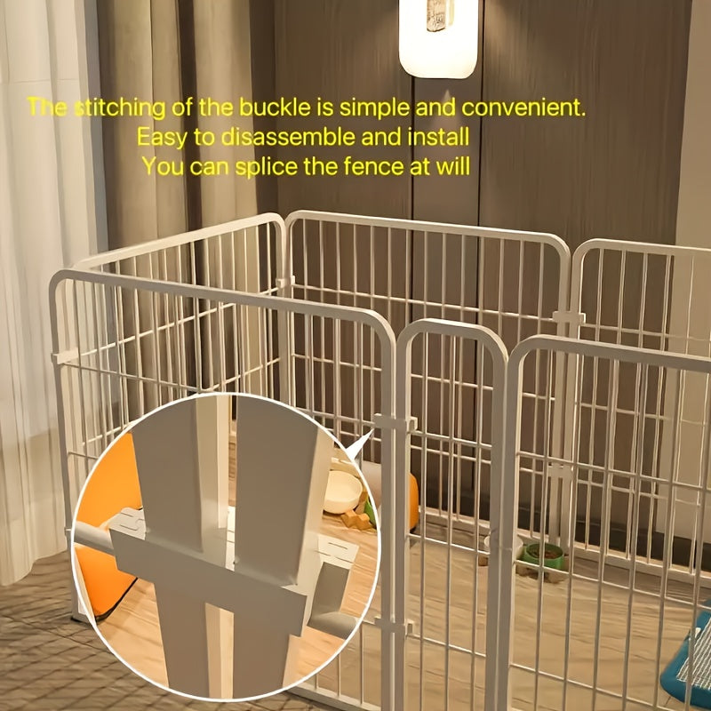 Indoor Dog Playpen with Potty Area & Rest Zone – Stainless Steel Multi-Function Enclosure for Small Medium Dogs, Flexible Layout, Black or White