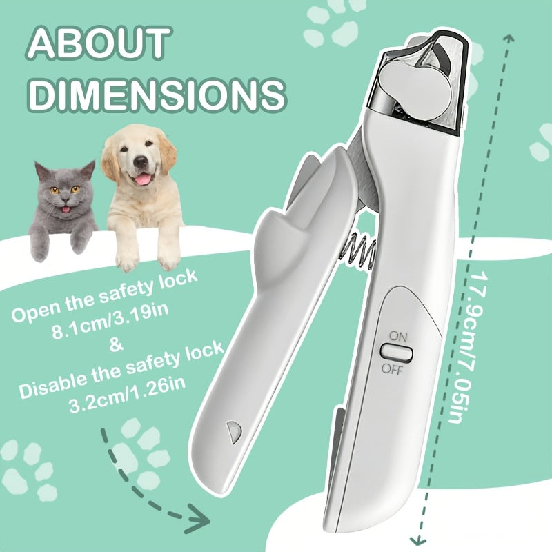 Pet Nail Clippers with LED Light – 2-in-1 Trimmer & Built-in File, Stainless Steel Blade, Anti-Slip Handle, Safe Nail Clipper for Cats and Small Medium Dogs