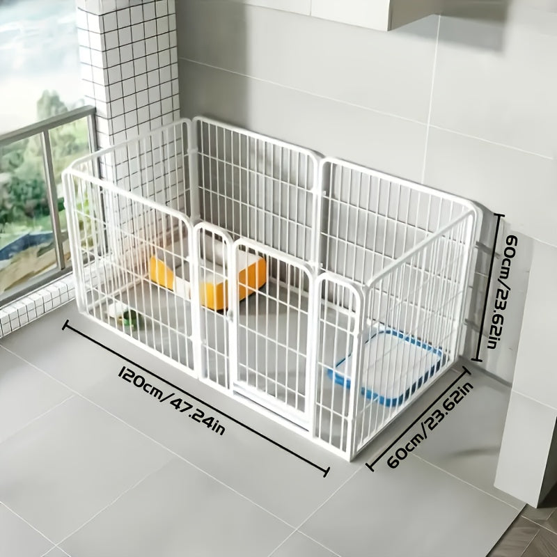 Stainless Steel Indoor Dog Enclosure with Resting, Play & Potty Training Zones - Multi-Functional Flexible Pen for Small Medium Dogs, Easy Assembly