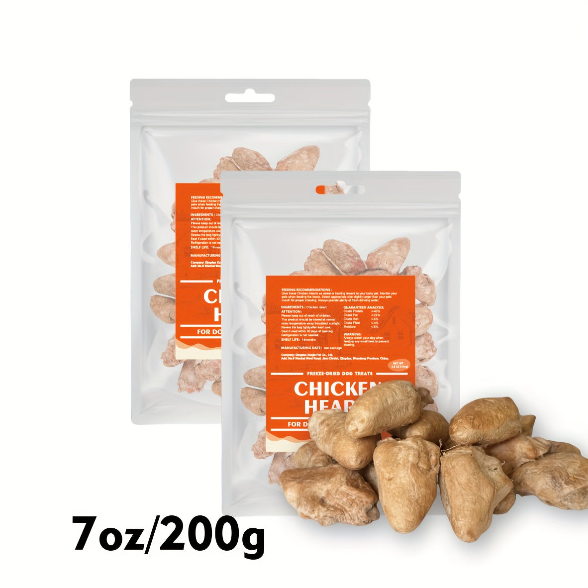 Freeze Dried Chicken Hearts Cat & Dog Treats – Single Ingredient, High-Protein Grain-Free Gluten-Free Natural Snack, Training Reward & Food Topper, 4 Sizes 50g to 300g