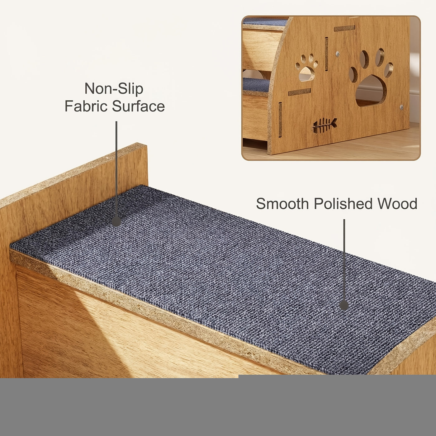 Pet Stairs for Bed and Sofa – 3 or 4 Step Non-Slip Dog & Cat Steps with Safety Railings, 15" High Ramp Staircase for Small and Medium Dogs and Cats