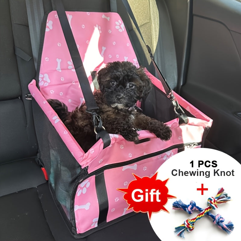 Dog Car Booster Seat & Travel Carrier – Oxford Breathable Foldable Washable Pet Car Seat with Safety Leash, Adjustable Straps & Elevated View for Small Dogs and Cats