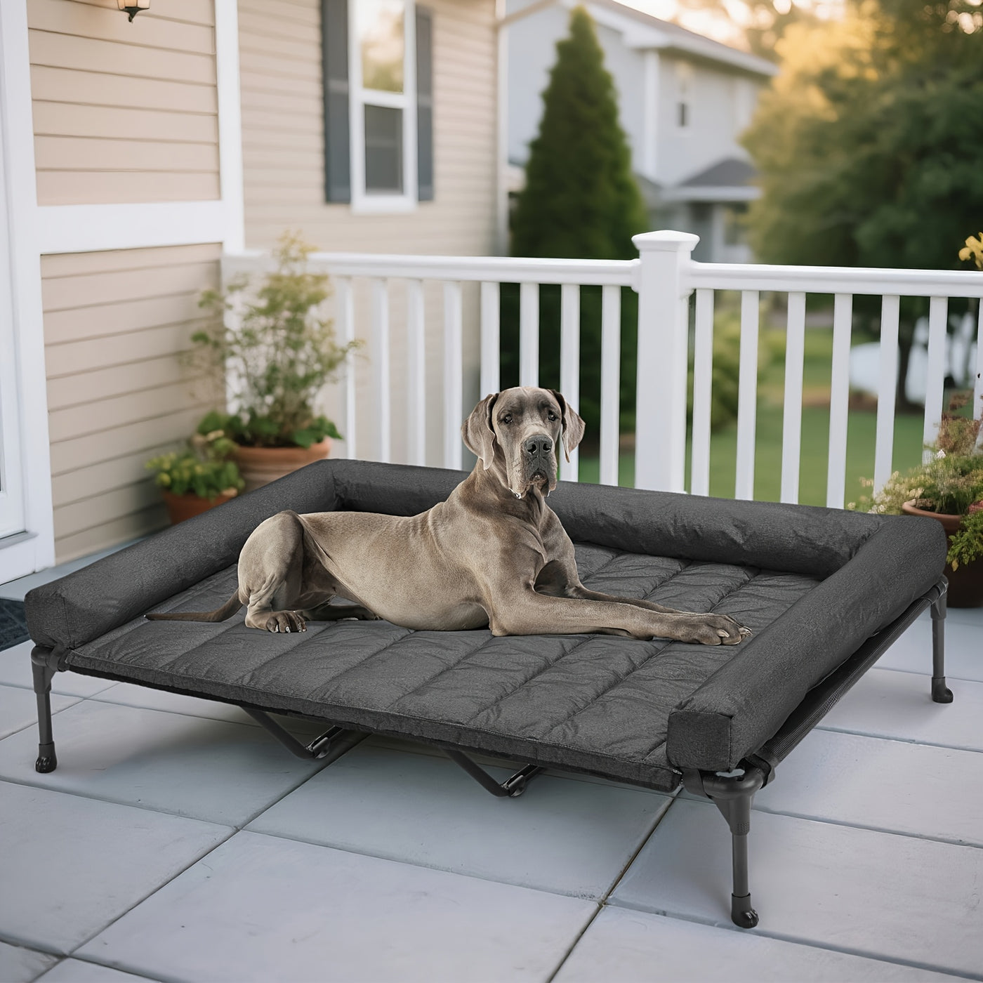 Elevated Cooling Dog Bed with Removable Pillow-Top Bolster Mat - Raised Dog Cot, Breathable Mesh, No-Slip Feet, Steel Frame, Indoor & Outdoor, 4 Sizes, 5 Colors