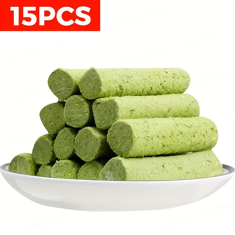 Cat Grass Sticks for Hairball Control – Freeze-Dried Catnip Treats with Instant Granules & Hair Cream Tablets for Indoor Cats | 15pcs / 3x5pcs Pack
