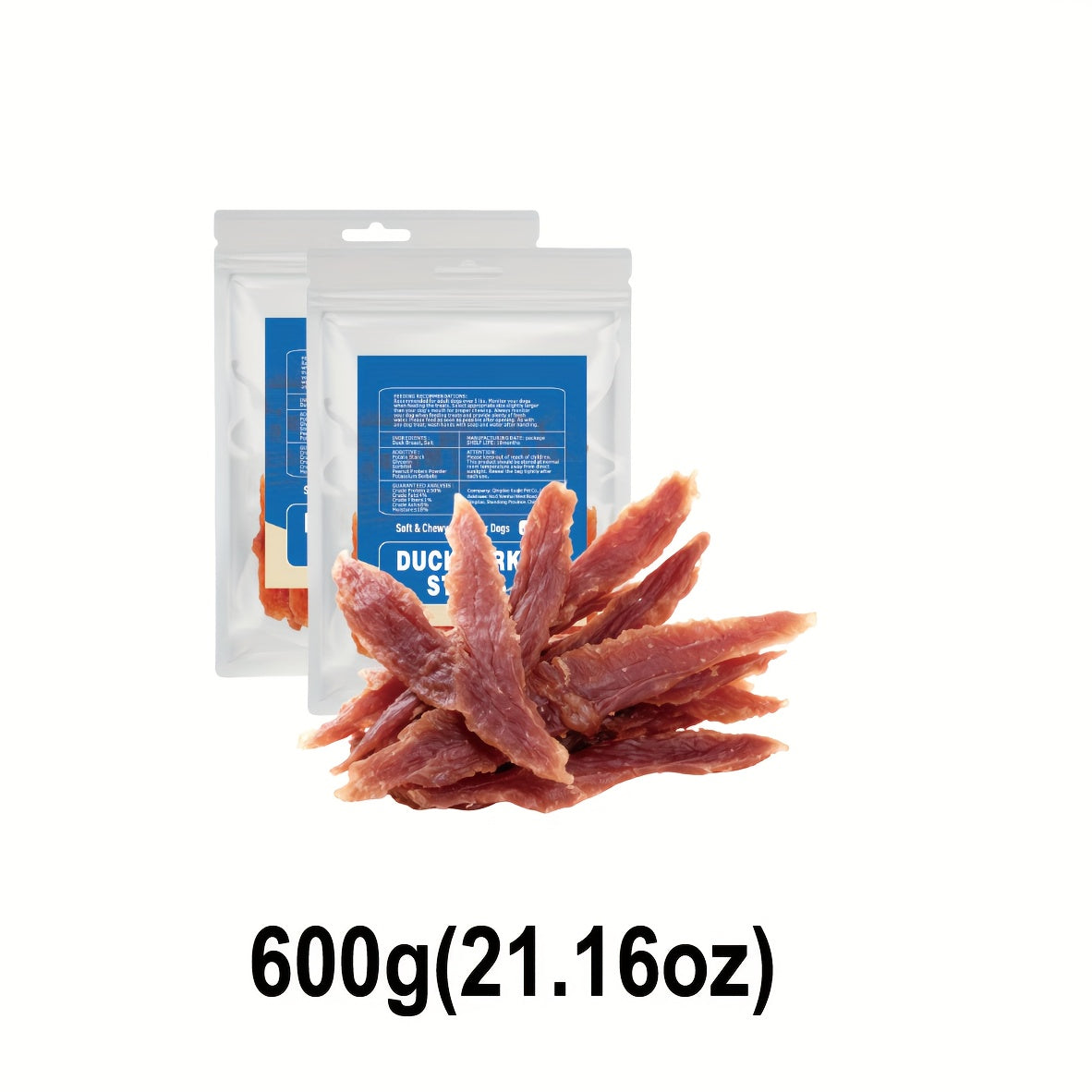 Duck Strips Dog Treats Dehydrated Real Meat Jerky - Natural Duck Sticks for Small & Large Dogs, Healthy High-Protein Training Treats, 600g / 900g