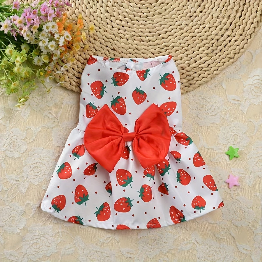 Girl Dog Dress Set of 5 Styles – Cute Princess Bow & Flower Puppy Dresses for Small Dogs Cats, Summer Pet Clothes for Yorkshire Female Small Pets, Photoshoot Party Gift